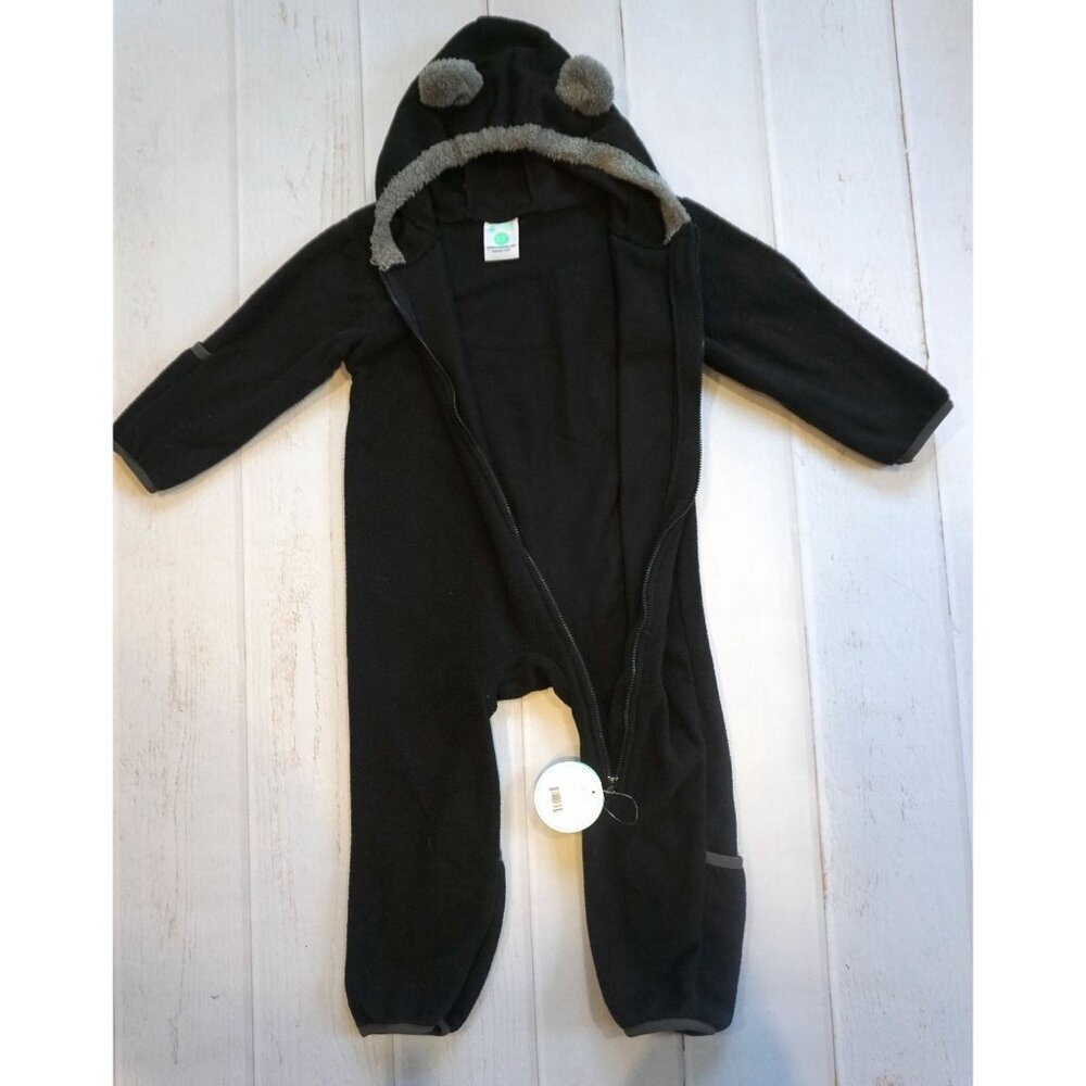 Cuddle Club One Piece Romper Hooded Fleece Jumper, Bear Black 18-24 months NWT - Picture 3 of 10